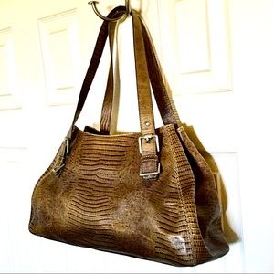 JONES NEW YORK Croc Embossed Genuine Leather Handbag